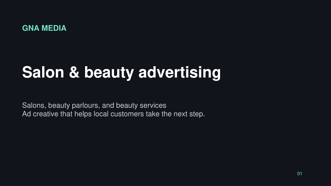 Salons & beauty pitch presentation cover